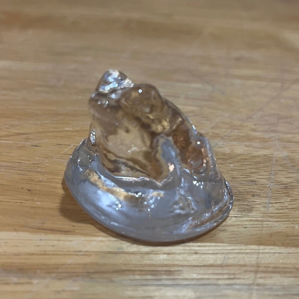 West Virginia‎ Glass Frog Figurine Clear Art Glass Paperweight Vintage Animal